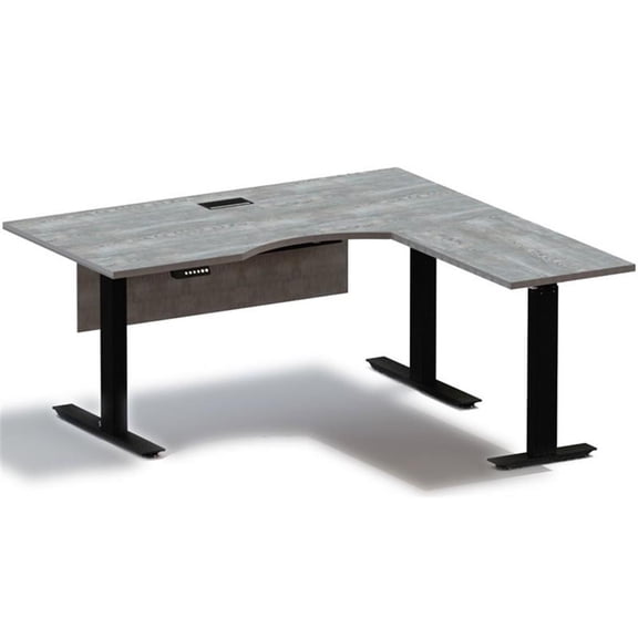 Unique Furniture 3-leg Eco Wood Right Corner Standing Desk in Gray
