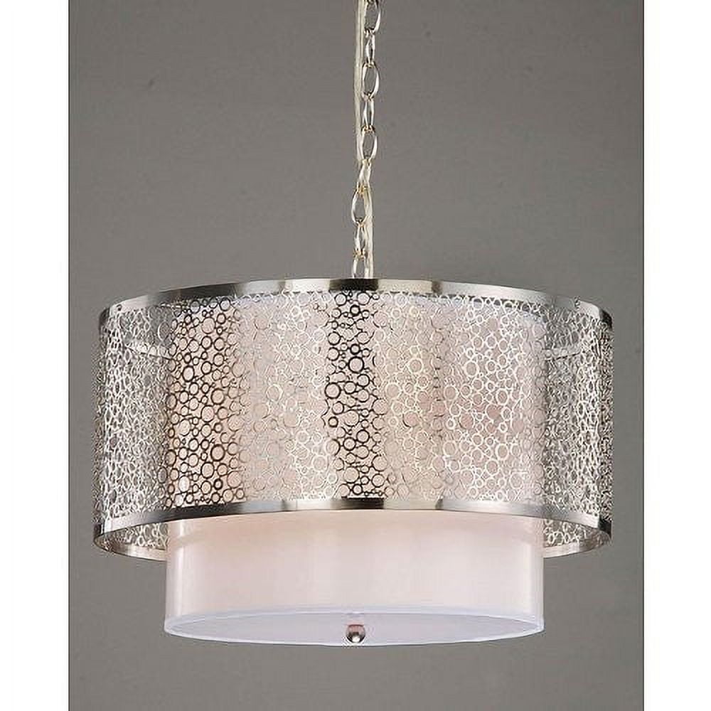 3-light Contemporary White Shade Chrome Chandelier