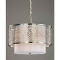 thumbnail image 1 of 3-light Contemporary White Shade Chrome Chandelier, 1 of 1