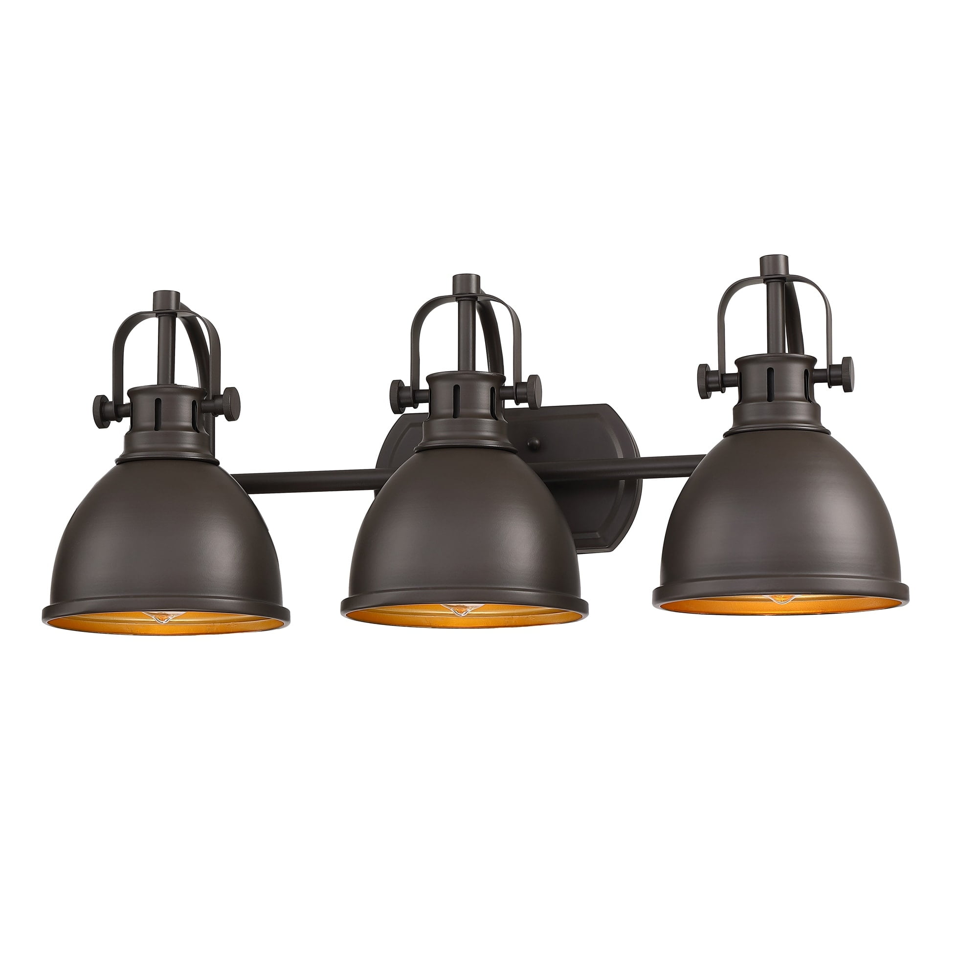 25" Dark Bronze and Gold Industrial 3-Light Vanity Fixture