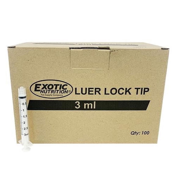 3 ml Luer Tip - 100 Pack - Silicone Syringes for Handfeeding Animals, and More