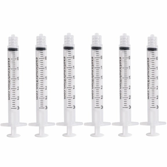 3 ml Luer Tip - 6 Pack - Silicone Syringes for Handfeeding Animals, and More