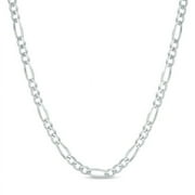 MEGADEALZZZ 3 mm .925 Sterling Silver Italian Figaro Link Chain