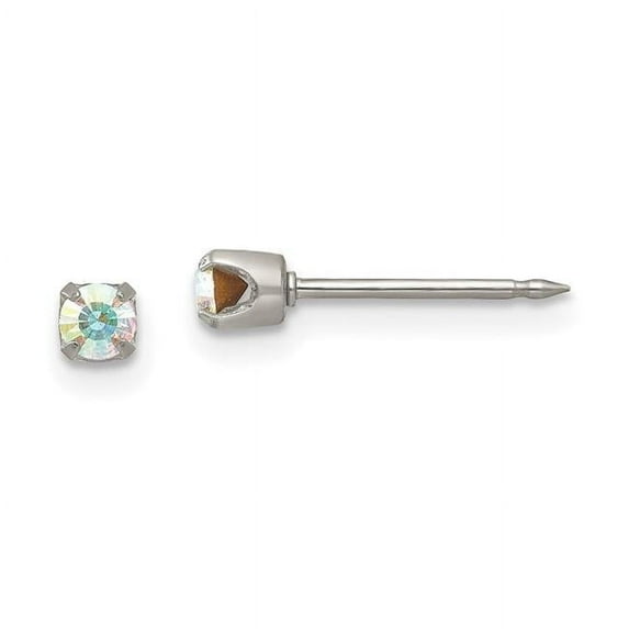 3 mm Inverness Stainless Steel 3 mm Aurora Borealis Crystal Earrings, White