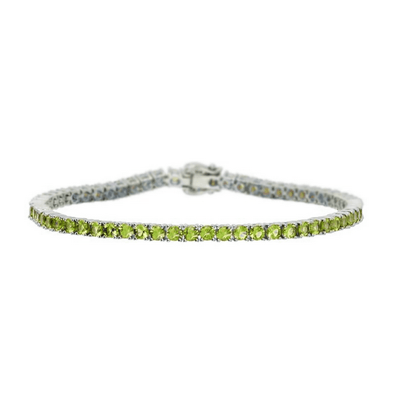 3 mm Round Peridot Bracelet 925 Sterling Silver Peridot Tennis Bracelet Unisex Adults by Juhi Jewels