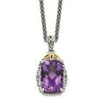 thumbnail image 1 of 3 mm Sterling Silver with 14K Gold Amethyst Necklace, Antiqued, 1 of 1