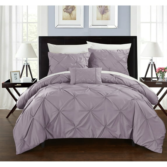 3 or 4 Piece Whitley Pinch Pleated ruffled and pleated complete Duvet Cover Set Shams and Decorative Pillows included