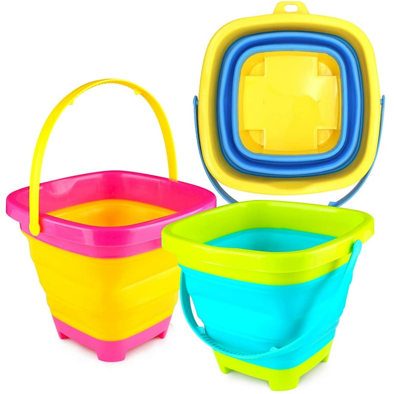 3pcs Foldable Bucket Foldable Pail Bucket Sand Buckets Silicone Collapsible  Bucket For Kids Beach P