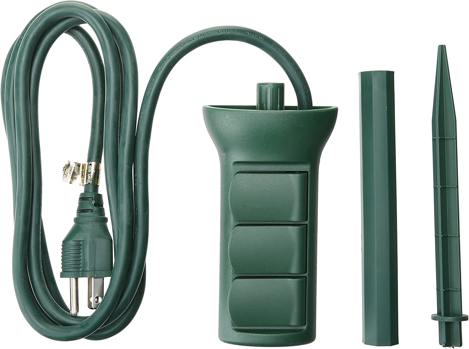 3 outlet  Stake, Green