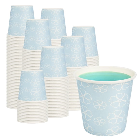 3 oz Bathroom Cups, 100 Pack Disposable Paper Cups with Rolled Rim, Small Mouthwash Cup for Guest Bathroom, Vanity, Office & Kitchen Use, Mist Blue