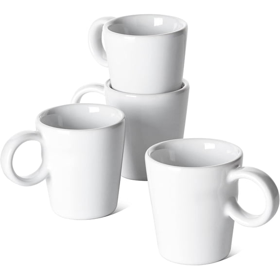 3 oz Espresso Cup, Ceramic Demitasse Cup, Home or Office Mini Coffee Cup, Stackable Expresso Shots Cup, Perfect Espresso Machine, Set of 4, White