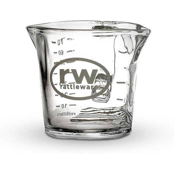 3 oz Espresso Shot Glass Pitcher  Double Spouted Genuine Barista Measuring Cup with White Graduations in ml & oz  High-Volume, Commercial-Grade for Swift Espresso Pouring & Precision