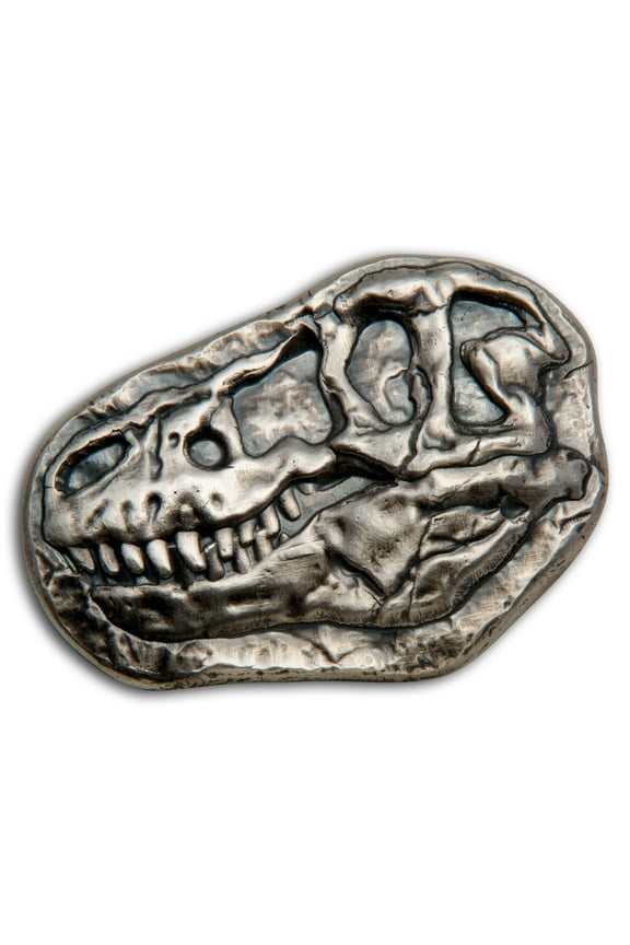 3 oz Hand Poured Silver - MPM (T-Rex Fossil, w/Wooden Crate)