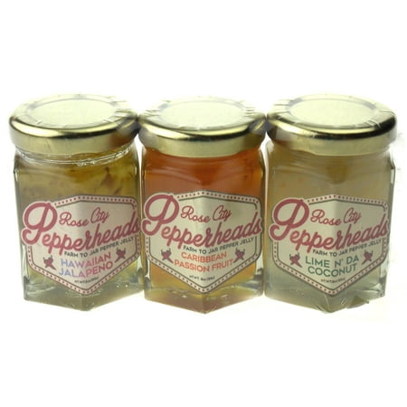 3 oz Jelly Mini Tropical Trio Pack Bundle with Recipe Suggestions - Lime n' Da Coconut, Caribbean Passion Fruit, Hawaiian Jalapeno