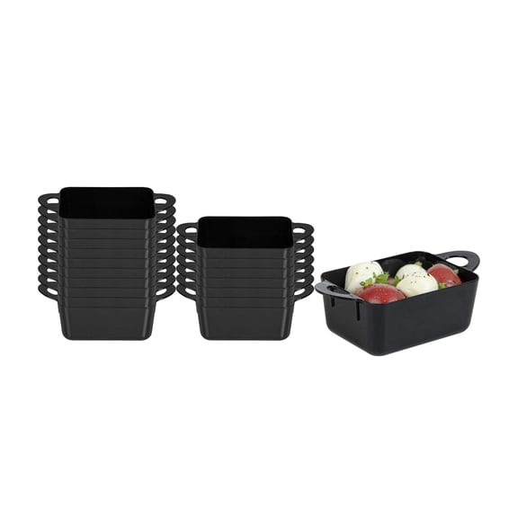 3 oz Rectangle Black Plastic Cocotte - 3 3/4" x 2" x 1 1/2" - 100 count box