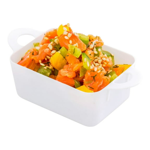 Mini Serve 3 oz Rectangle Seagreen Plastic Cocotte - 3 3/4" x 2" x 1 1/2" - 100 count box