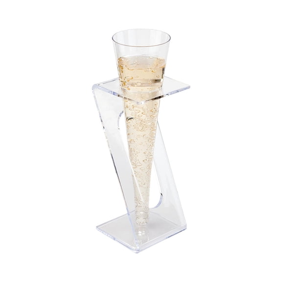 Bev Tek 3 oz Round Clear Plastic Long Champagne Flute - Stand Sold Separately - 6" x 1 1/2" x 1 1/2" - 100 count box