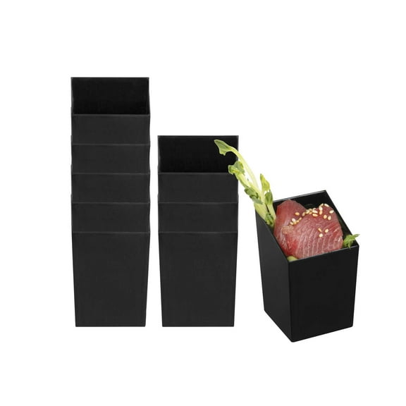 3 oz Square Black Plastic Incline Cup - 1 3/4" x 1 3/4" x 2 3/4" - 100 count box