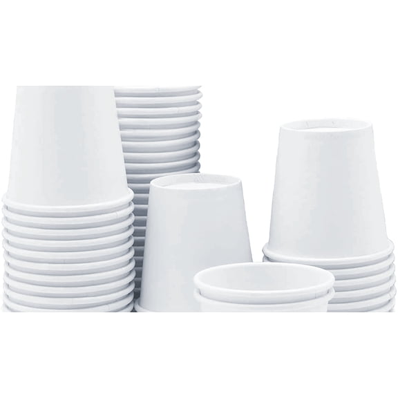 3 oz White Disposable Mini Paper Cups 100 Count for Bathroom Use