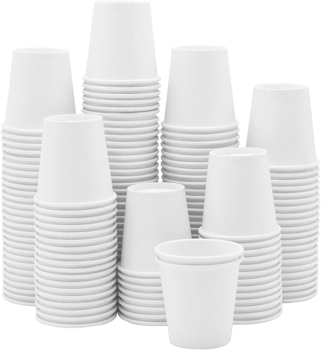3 oz White Paper Cups 300 Count Small Disposable Cups for Espresso, Tea, Samples & Mouthwash, Sturdy Hot & Cold Drinkware for Home, Office & Events (Formerly Comfy Package)
