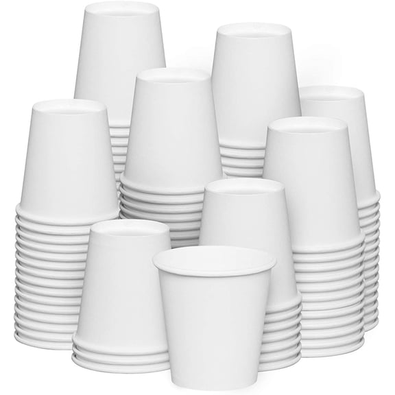 3 oz White Paper Cups [600 Count] Small Disposable Cups for Espresso, Tea, Samples & Mouthwash, Sturdy Hot & Cold Drinkware for Home, Office & Events (Formerly Comfy Package)
