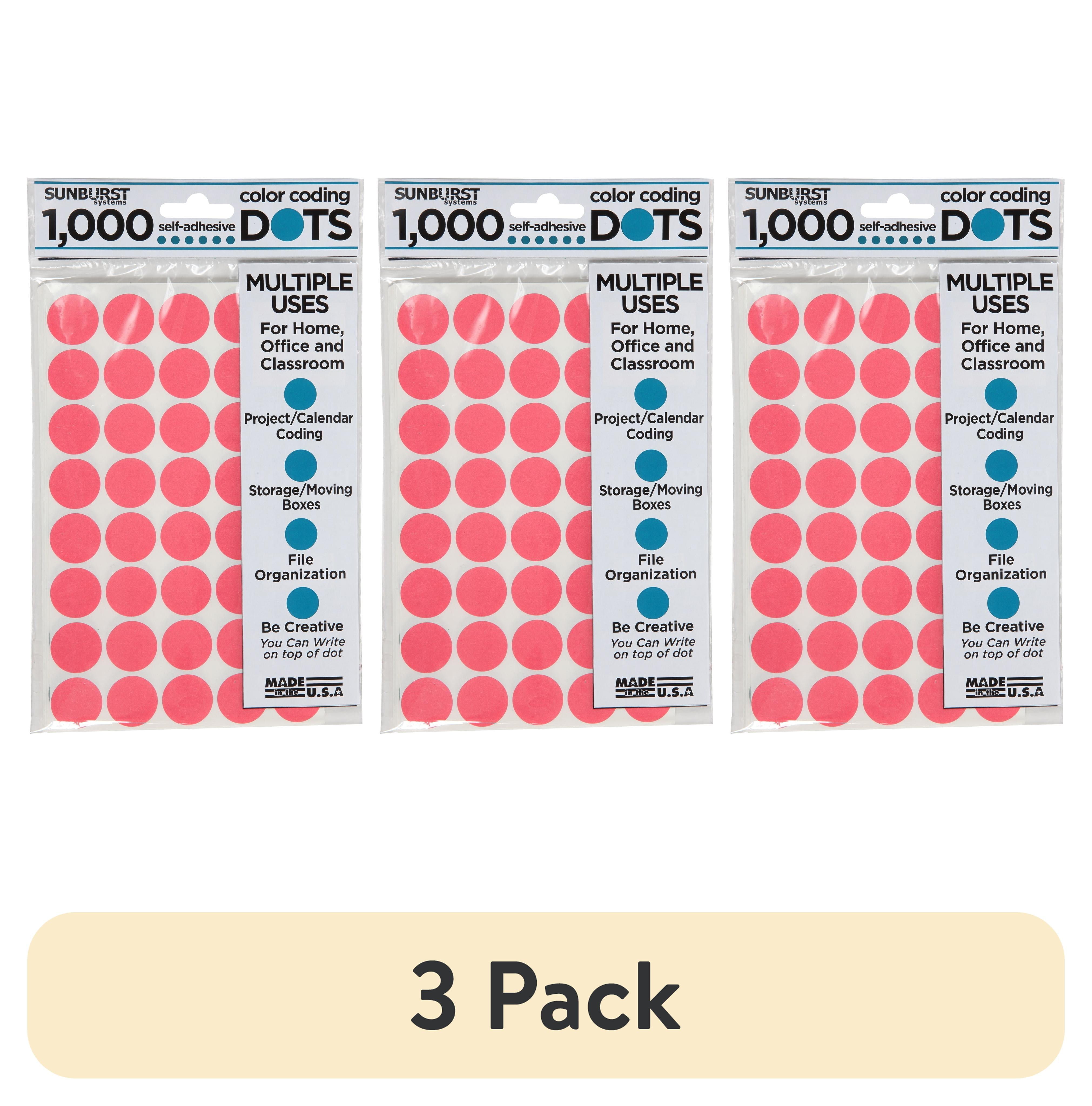 (3 pack) 1,000 Color Coding Dots, Color Sticker Dots, Blank Price Sticker, Office, Classroom , Moving & Art