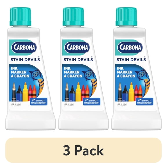 (3 pack) Carbona Stain Devils #3 | Ink, Marker & Crayon | Professional Strength Laundry Stain Remover | Multi-Fabric Cleaner | Safe On Skin & Washable Fabrics | 1.7 Fl Oz, 1 Pack