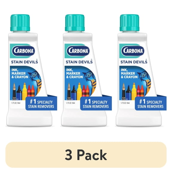 (3 pack) Carbona Stain Devils #3 | Ink, Marker & Crayon | Professional Strength Laundry Stain Remover | Multi-Fabric Cleaner | Safe On Skin & Washable Fabrics | 1.7 Fl Oz, 1 Pack