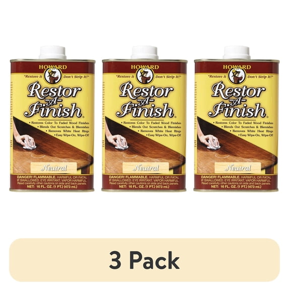 (3 pack) 1 Pc, Howard Restor-A-Finish Semi-Transparent Neutral Oil-Based Wood Restorer 1 Pt