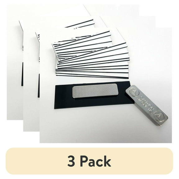 (3 pack) 1" x 3" Name Tag Badge Blanks with Magnetic Backing - 25 Pack (White)