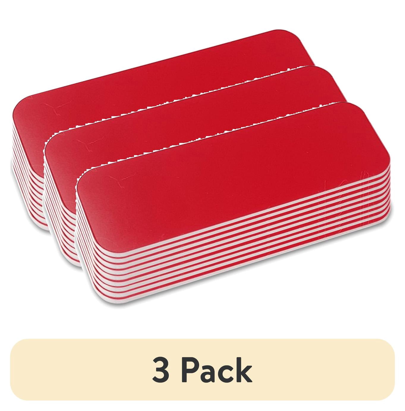 (3 pack) 1" x 3" Round Corner Name Tag Badge Blanks with Magnetic Backing - 10 Pack (Red)