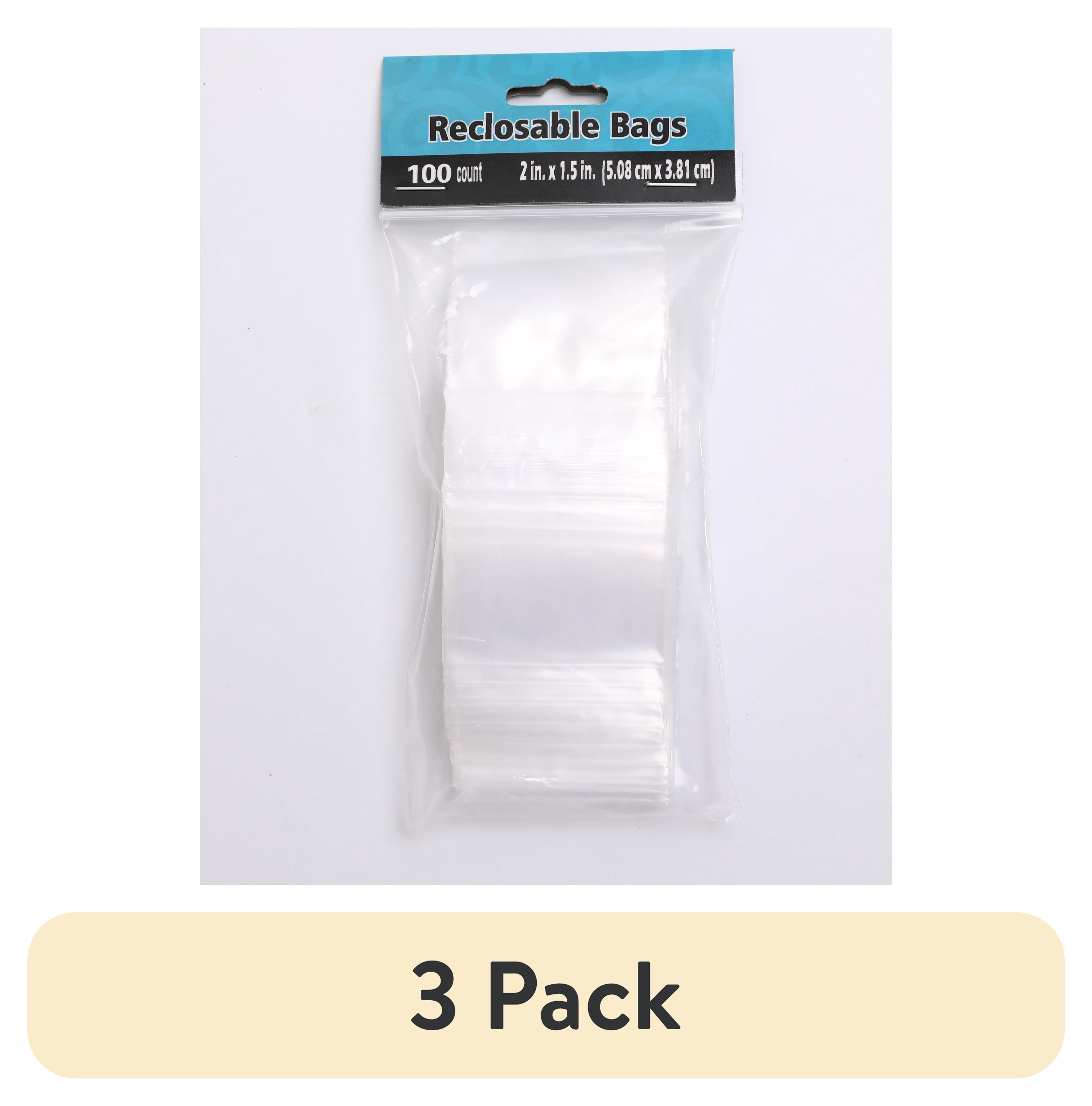 (3 pack) 100 Baggies W 2"X1.5" H Small Reclosable Seal Clear Plastic Poly Bag