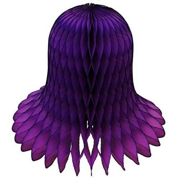 3-pack 11 Inch Hanging Honeycomb Tissue Paper Bell Decoration, Purple, by Devra Party