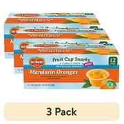 (3 pack) (12 Pack) Del Monte Fruit Cup Snacks No Sugar Added Mandarin Orange, 4 oz cups