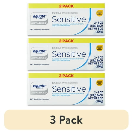 (6 pack) Equate Advanced Extra Whitening Sensitive Toothpaste, 4 oz, 2 Pack