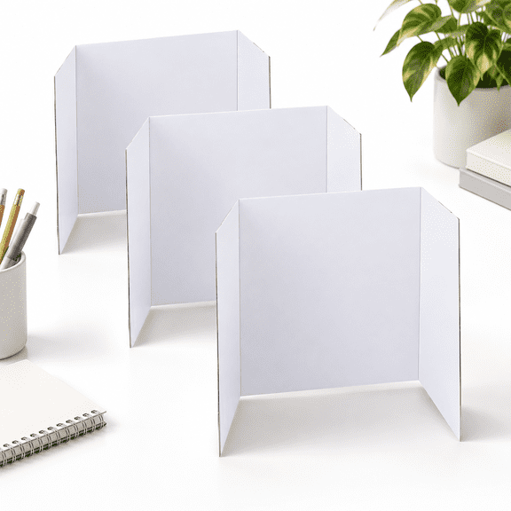 3-pack 24" x 16" White Corrugated Tri-fold Presentation Boards for School Projects