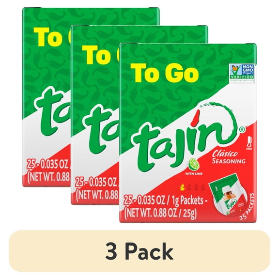 (3 pack) (25 Pack) Tajin® Clasico Seasoning, Mexican Chili Lime Seasoning To-Go Packets, 0.035 oz