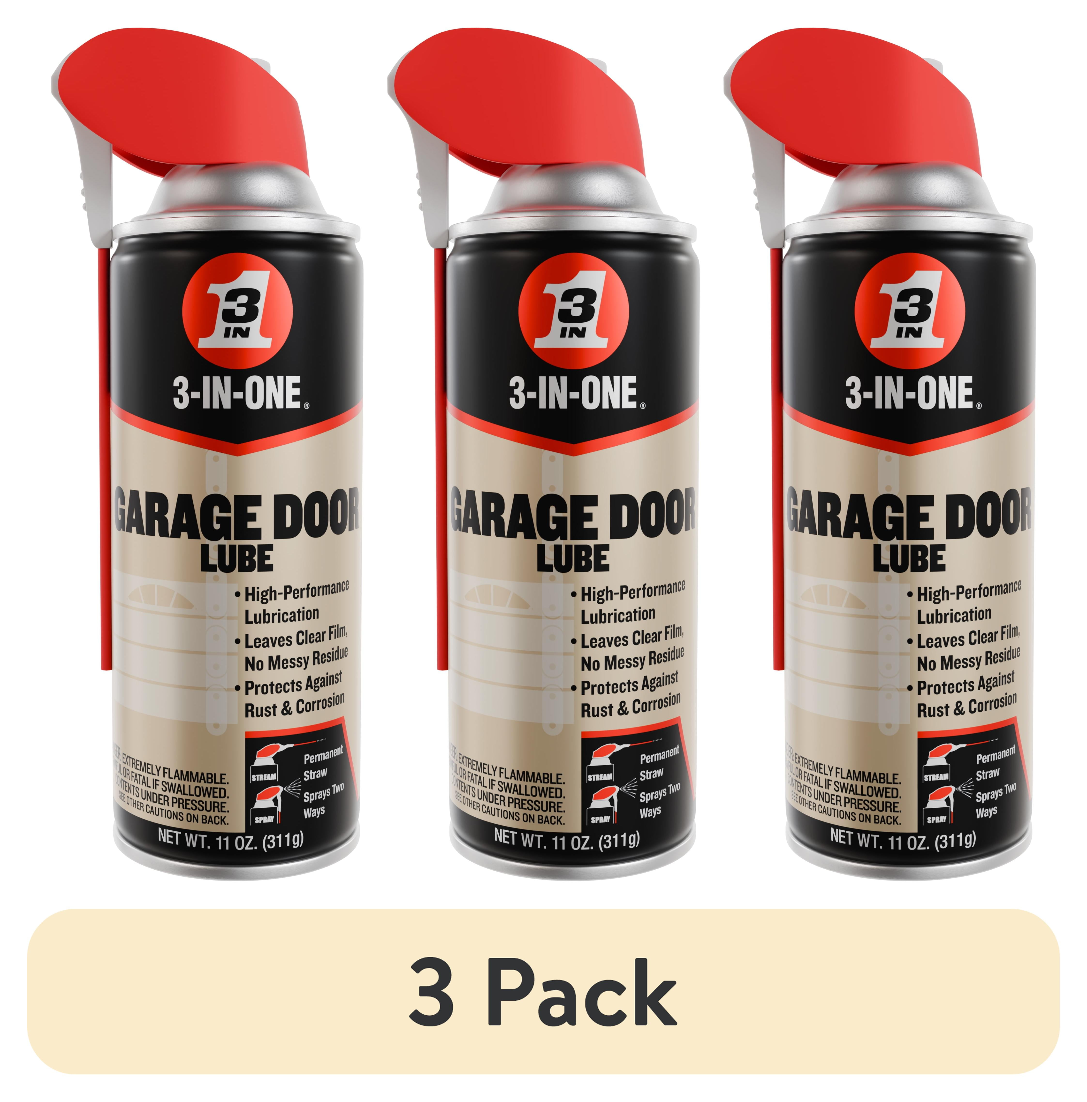 3-in-one Professional Garage Door Lubricant with Smart Straw Sprays 2 Ways, 11 oz Twin Pack, 100584, Clear