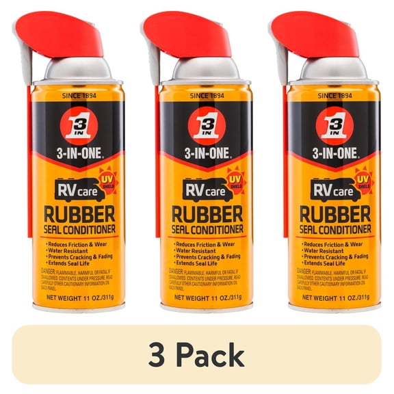 (3 pack) 3-IN-ONE RV Care Rubber Seal Conditioner, 11 oz. Material for Rubber Seals