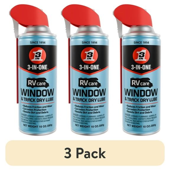 (3 pack) 3-IN-ONE RVcare Window & Track Dry Lube size 10 oz. not for Machine & Tool Lubricants