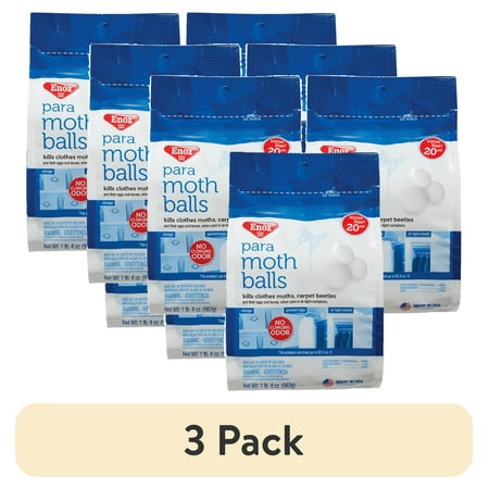 (3 pack) Enoz Para Moth Balls, Moth Killer for Clothes Moths and Carpet Beetles, 20 oz Bag, 3 Pack