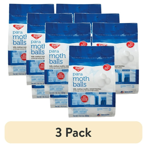 (3 pack) Enoz Para Moth Balls, Moth Killer for Clothes Moths and Carpet Beetles, 20 oz Bag, 3 Pack