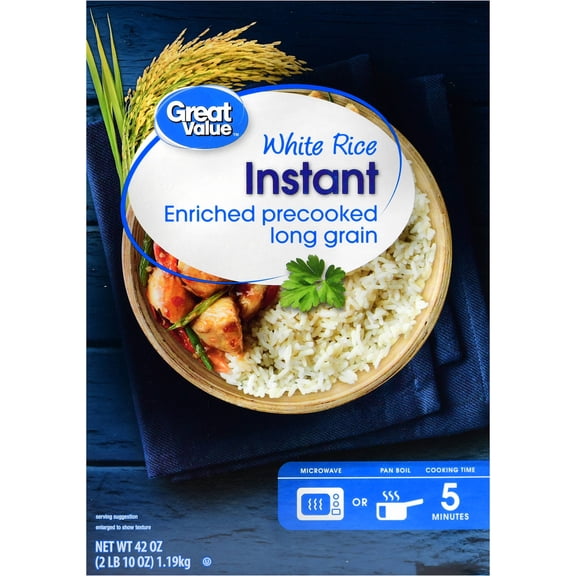 Great Value Instant White Rice, 42 oz (Shelf Stable)