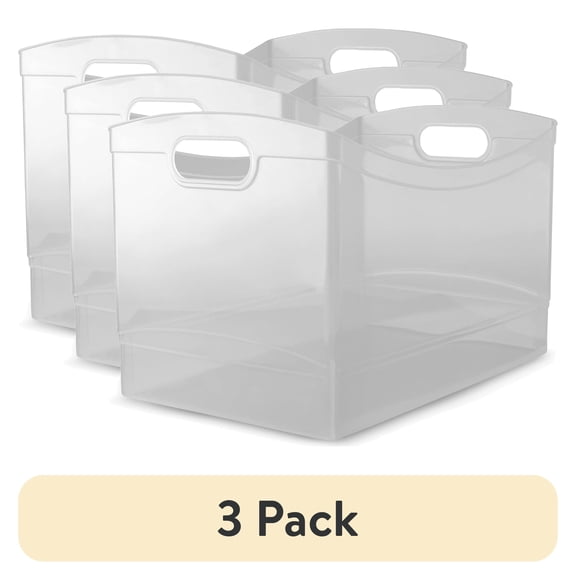 Mainstays Utility Storage Organizer Bin, Clear, Pack of 1 or 4