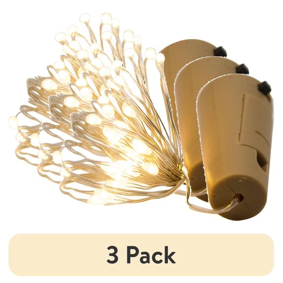 (3 pack) 30 Warm White LED Bottle insert Lights, by Holiday Time