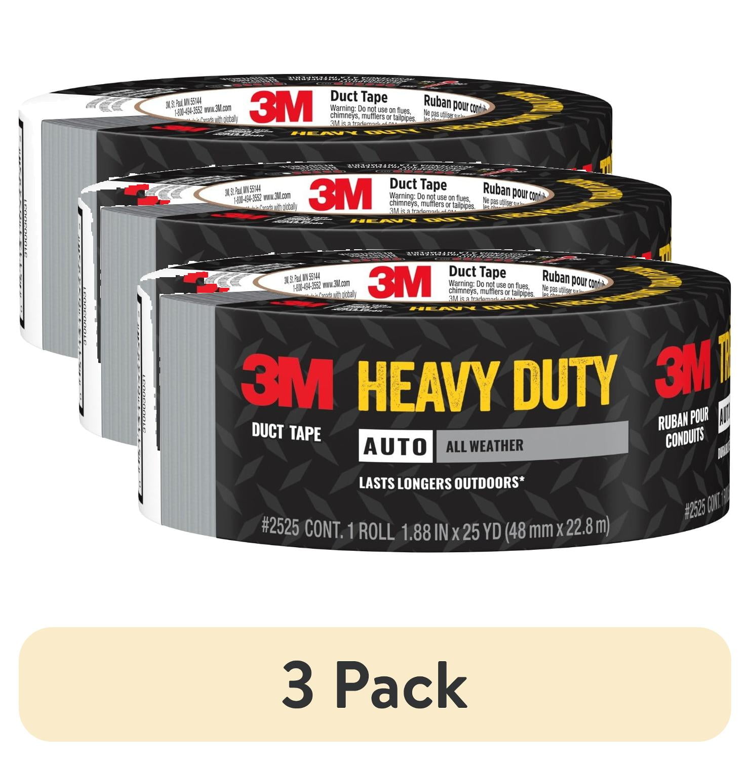 (3 pack) 3M Automotive Heavy Duty All Weather Duct Tape , 1.88 in x 25 yd
