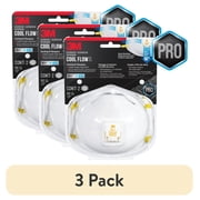 3 pack 3M N95 Respirator 8511, Cool Flow Valve, White, Stretchable, 2 Safety Masks