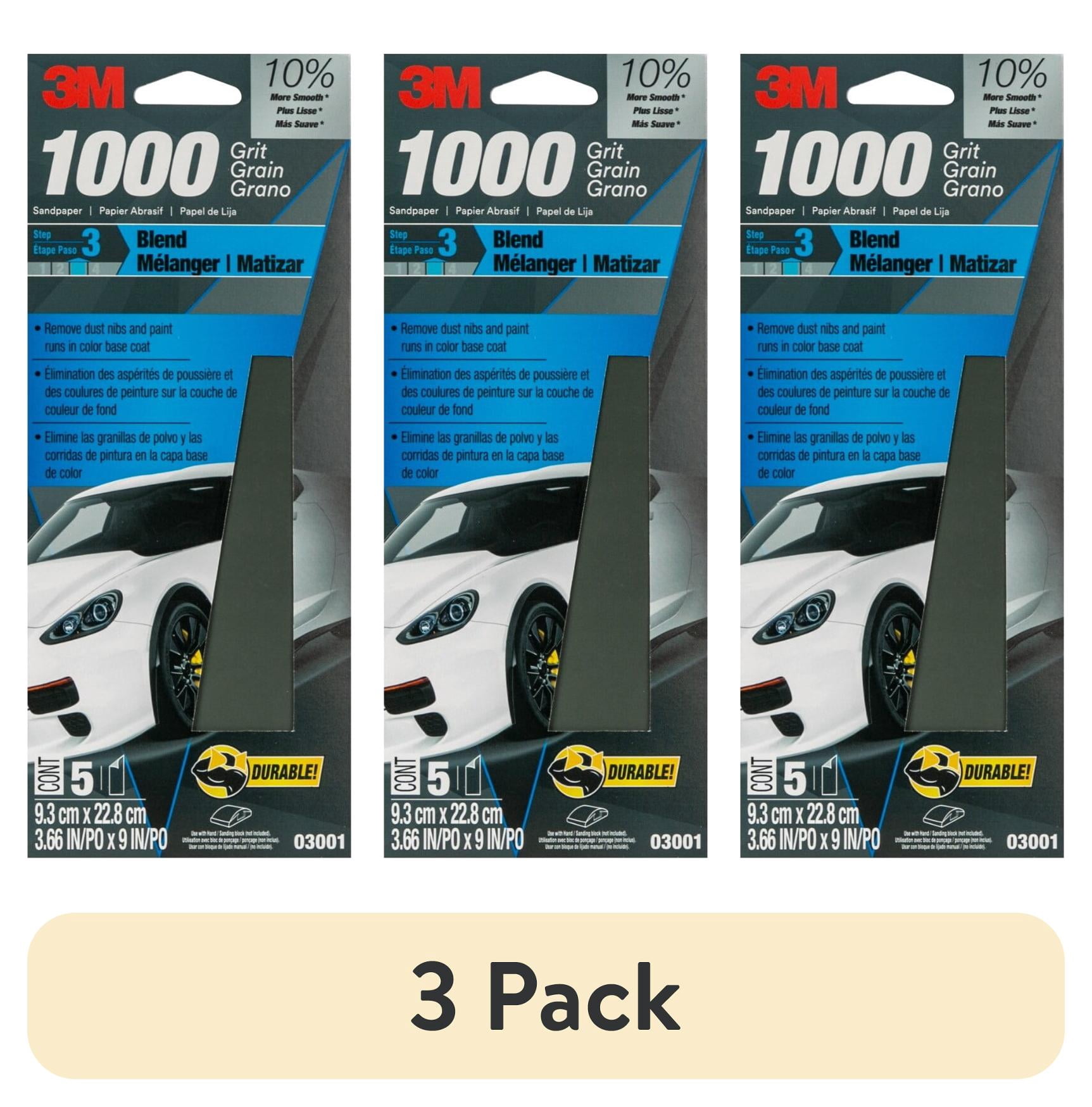 (3 pack) 3M Wetordry Sandpaper, 3 2/3 in x 9 in, 1000 Grit, 5-Pack