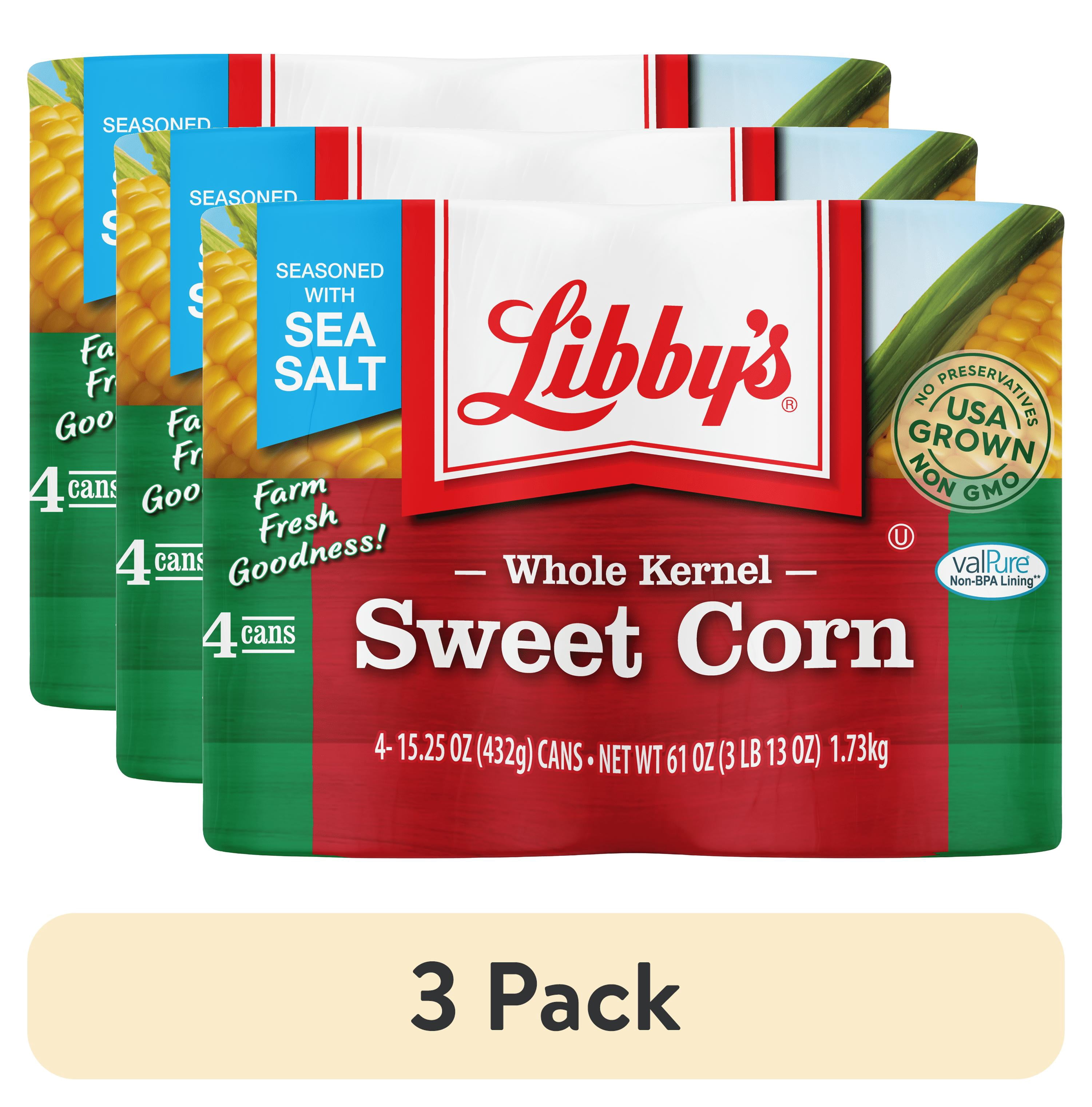 (3 pack) (4 Cans) Libby's Whole Kernel Sweet Corn, 15.25 oz
