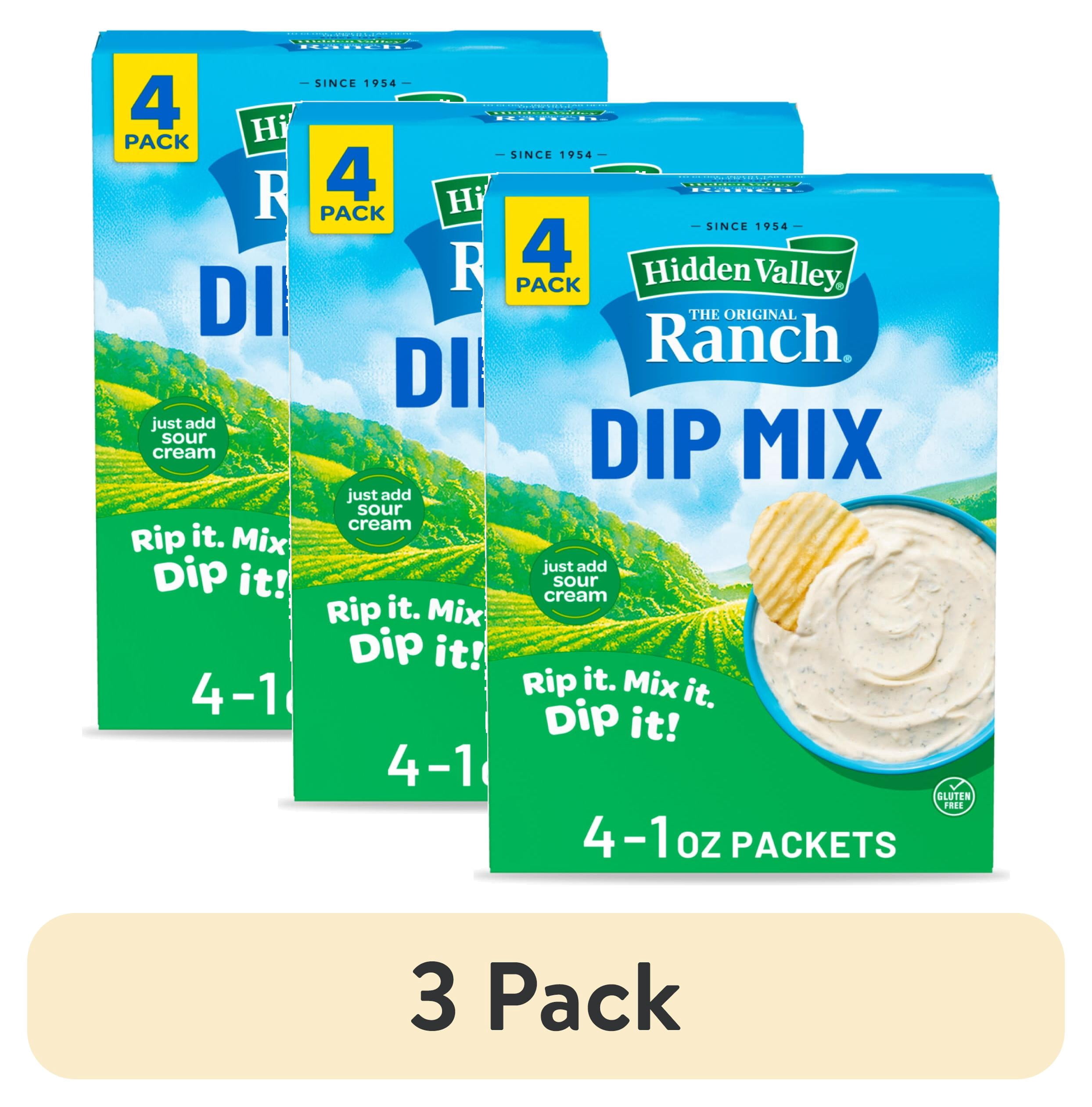 (3 pack) (4 Pack) Hidden Valley Original Ranch Dip Mix, 1 oz Packet